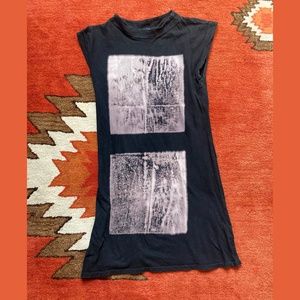 Mary Meyer Tie Dye Grid Black Tee Shirt Dress S-M